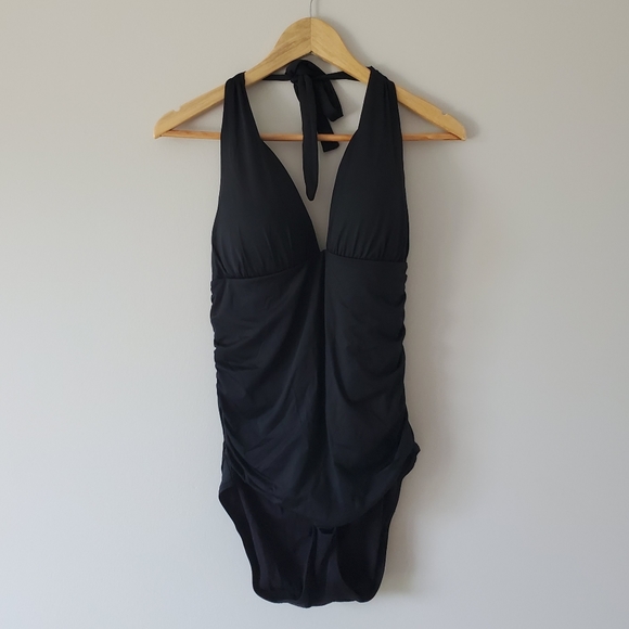 EUC La Vie En Rose one-piece halter-neck swimsuit, size XL, black - Picture 3 of 9